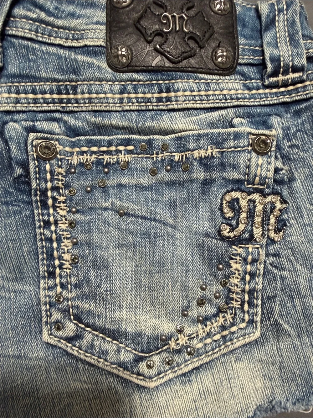 Miss Me Medium Blue Distressed Denim Cutoff Shorts